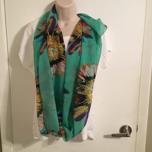 Scarf. Teal/purple/blue/pink/yellow